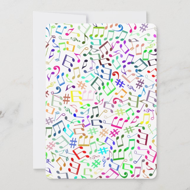 regnbåge musik noter rockstjärna inbjudningar (Framsida)