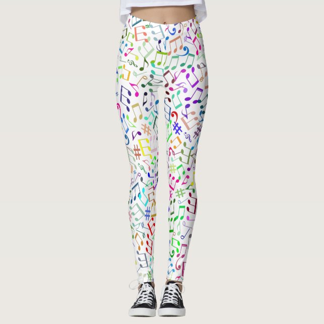 regnbåge musik noter rockstjärna leggings (Framsida)