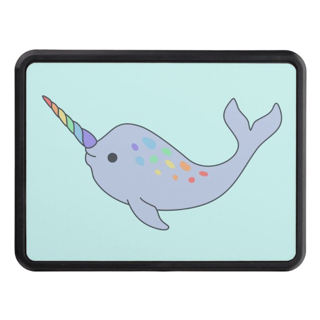 Regnbåge Narwhal Hitch Cover Dragkroksskydd (Framsidan)