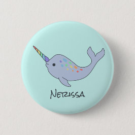 Regnbåge Narwhal Namn Knapp