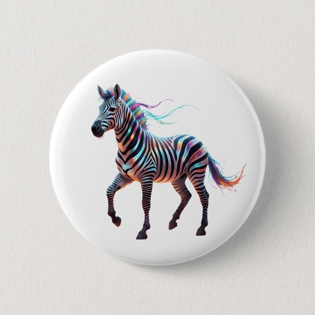 Regnbåge Neon Fantasi Zebra Knapp (Framsida)
