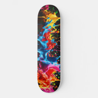 Regnbåge Neon Paint Stänk Skateboard Design