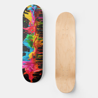 Regnbåge Neon Paint Stänk Skateboard Design