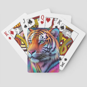 Regnbåge Neon Psykedelisk Tiger Digital Målning Casinokort