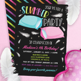 Regnbåge Neon Pyjamasparty Soverparty Födelsedag Inbjudningar