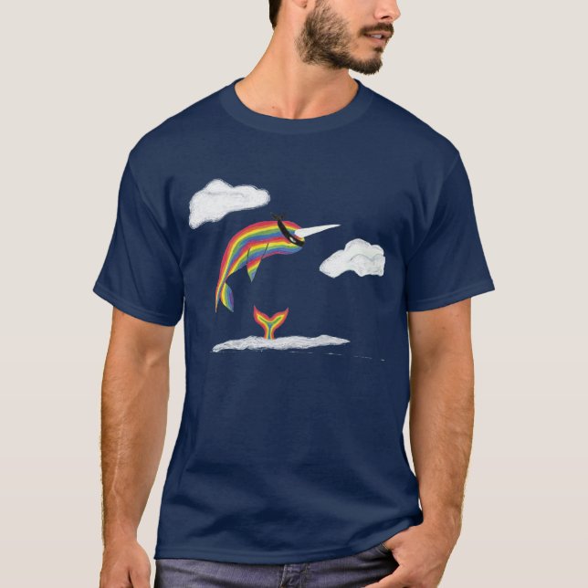 Regnbåge Ninja Narwhal Tee Shirt (Framsida)