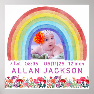 Regnbåge Nyfödd Foto personlig babyspresent Poster