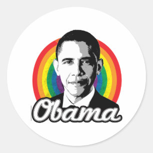 Regnbåge Obama - HBTQ-politik - Runt Klistermärke
