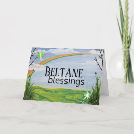 Regnbåge och Älvor Beltane Blessings Helgkort
