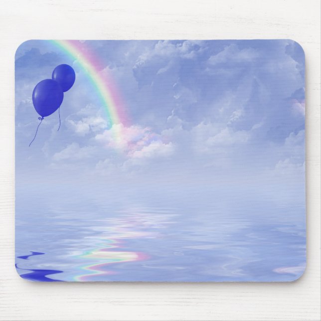 Regnbåge och blå ballong musmatta (Framsidan)