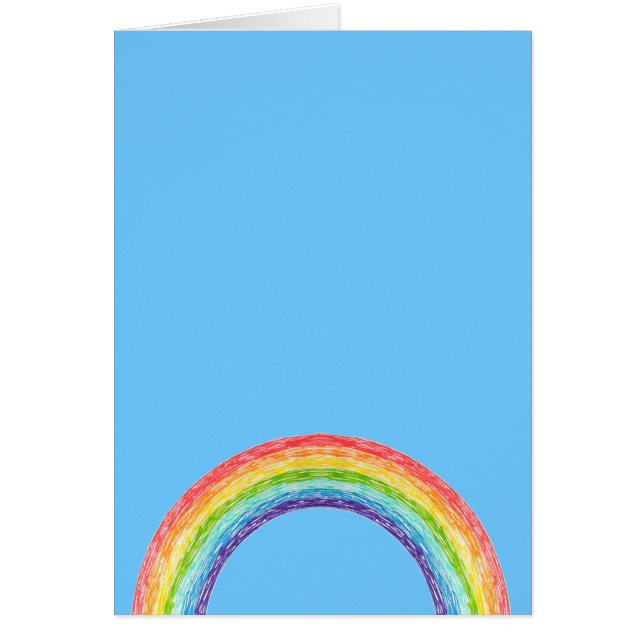 Regnbåge och blå himmel hälsningskort (Framsidan)