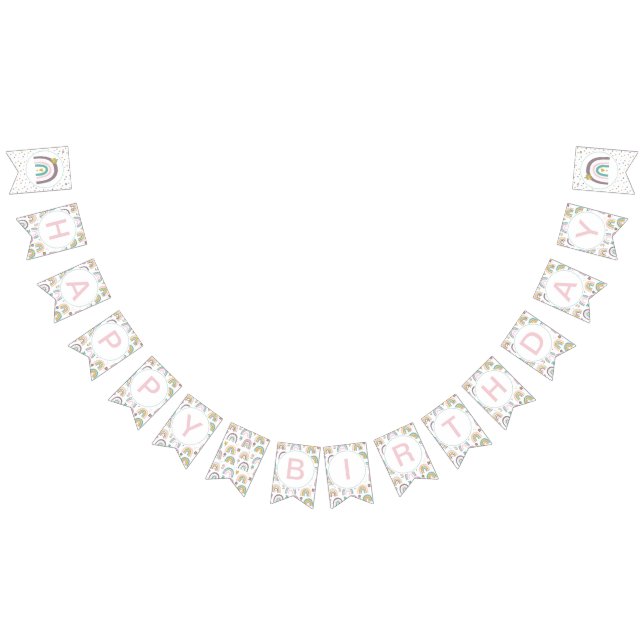 Regnbåge och blommor Födelsedagsfest Bunting Banne Vimplar (Alla)