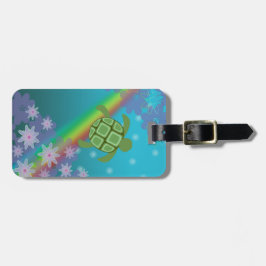 Regnbåge och blommor för simma för Honu Bagagebricka