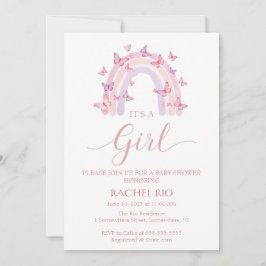 Regnbåge och fjäril-duschinbjudan inbjudningar