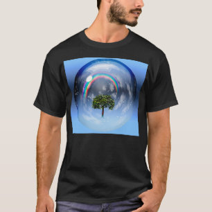 Regnbåge och grönt träd t shirt