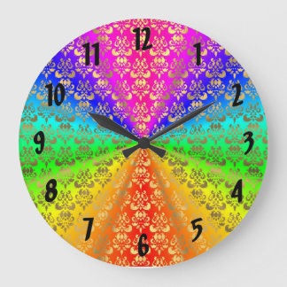 Regnbåge- och gulddamast stor klocka