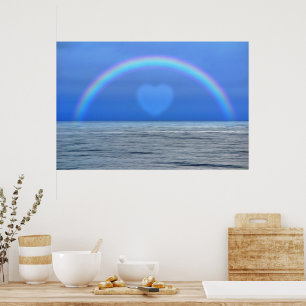 Regnbåge och hjärta över havet Poster konst