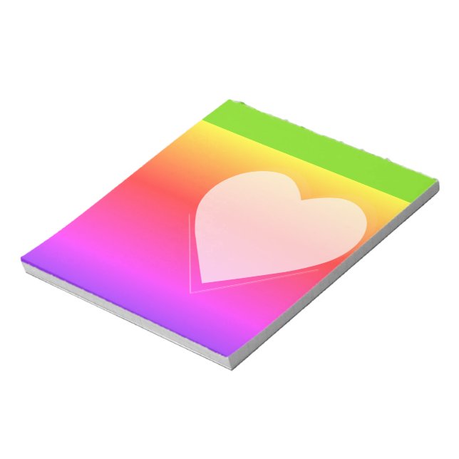 Regnbåge och hjärta post-it lappar anteckningsblock (Roterad)