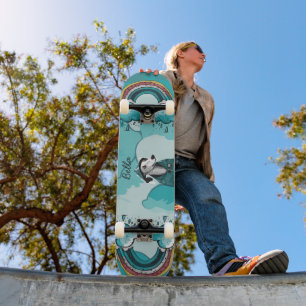 Regnbåge och Hund Mini Skateboard Bräda 18,5 Cm