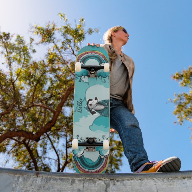 Regnbåge och Hund Mini Skateboard Bräda 18,5 Cm (Utomhus 1)