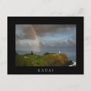 Regnbåge och Kilauea Lighthouse-vykort för svart t Vykort