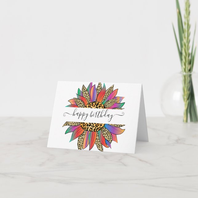 Regnbåge och leopardtryck personlig   kort (Framsida)