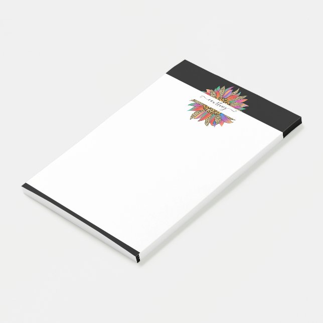 Regnbåge och leopardtryck personlig   post-it block (Vinklad)