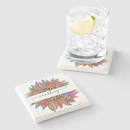 Regnbåge och leopardtryck personlig   stenunderlägg