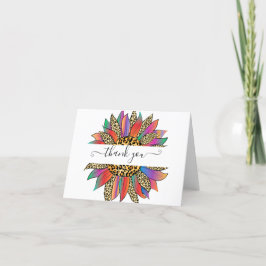 Regnbåge och leopardtryck personlig tack kort