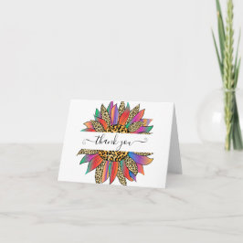 Regnbåge och leopardtryck personlig tack kort