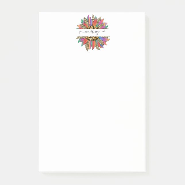 Regnbåge och leopardtryck personliggjort post-it block (Framsida)