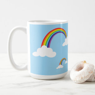 Regnbåge och moln i en klar himmel kaffemugg