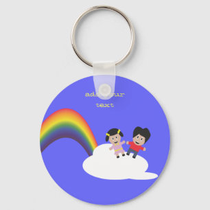 Regnbåge- och molnvänskap Keychain Nyckelring