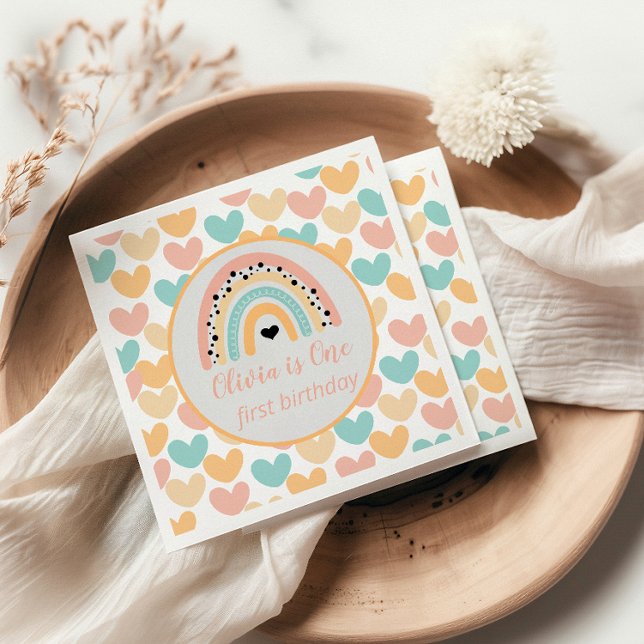 Regnbåge och öron 1:a födelsedagen Party Pappersservett (Skapare uppladdad)