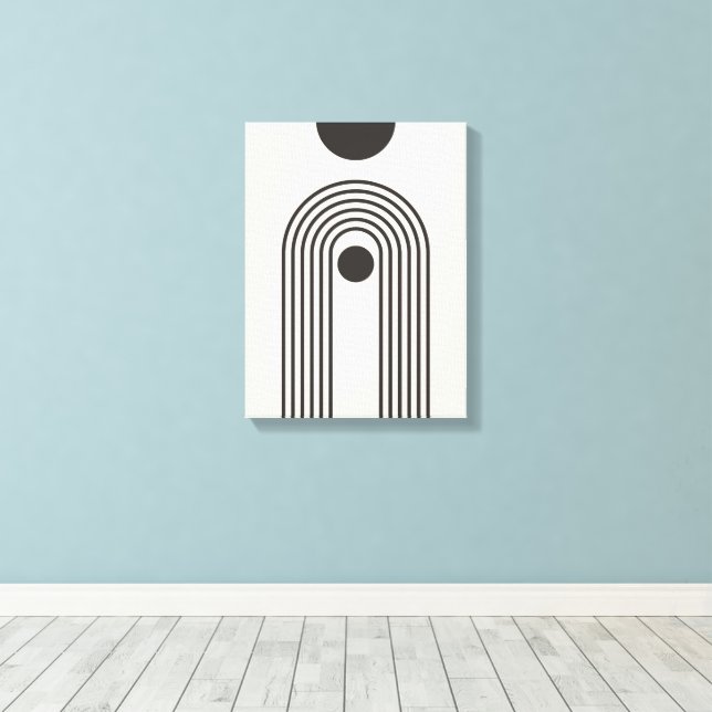 Regnbåge och sol, Boho Abstrakt Geometrisk Konst Canvastryck (Insitu (trägolv))
