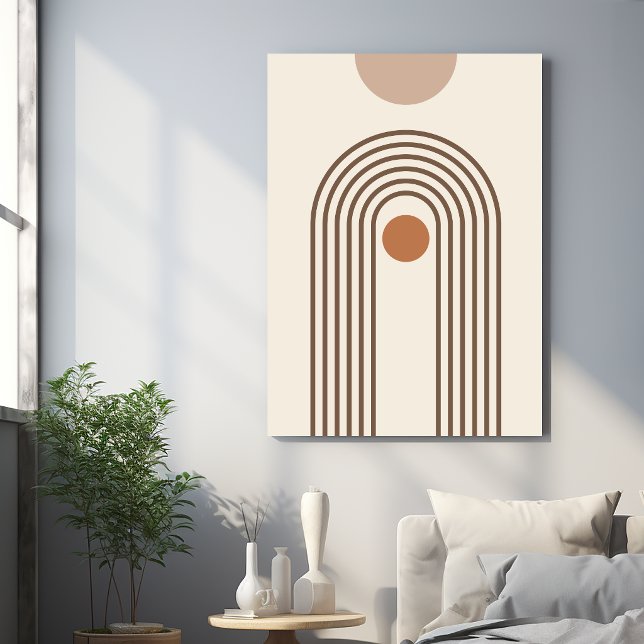 Regnbåge och sol, Boho Abstrakt Geometrisk Konst Canvastryck (Skapare uppladdad)
