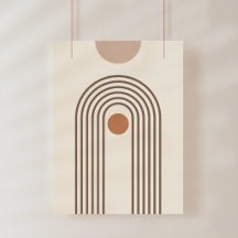 Regnbåge och sol, Boho Abstrakt Geometrisk Konst