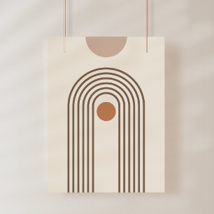 Regnbåge och sol, Boho Abstrakt Geometrisk Konst Fototryck
