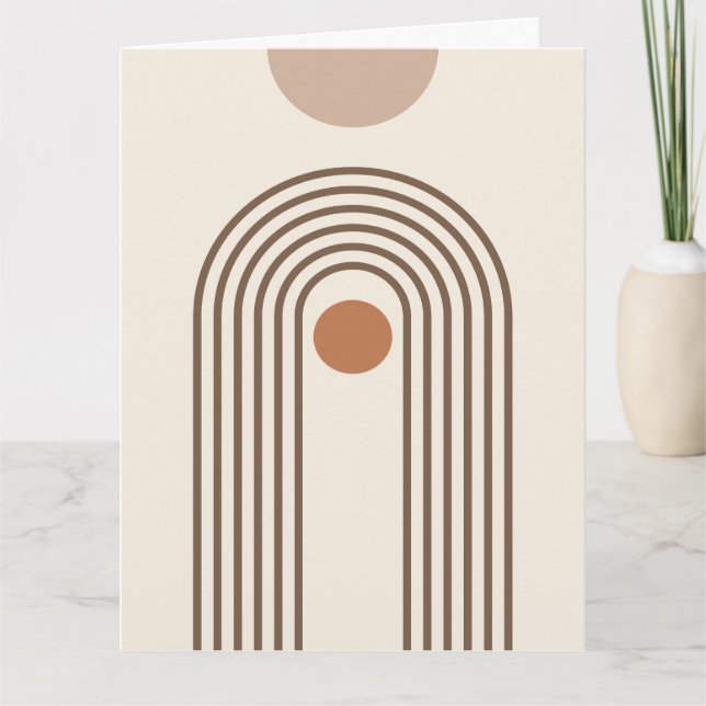 Regnbåge och sol, Boho Abstrakt Geometrisk Konst Kort (Framsida)