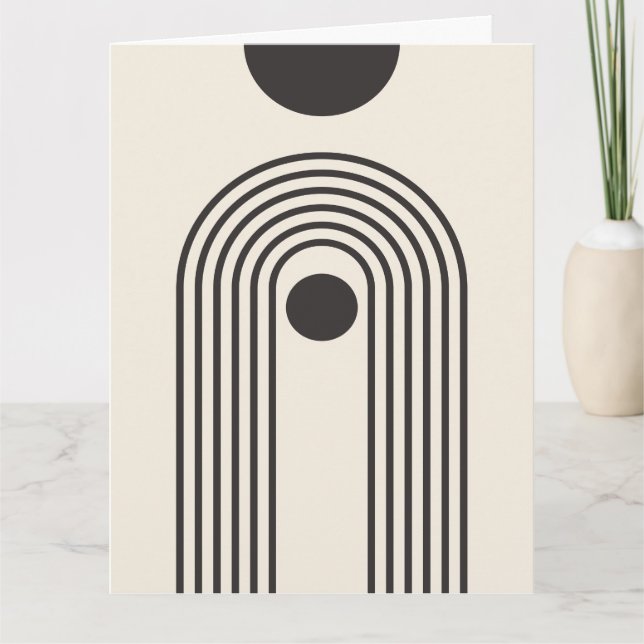Regnbåge och sol, Boho Abstrakt Geometrisk Konst Kort (Framsida)