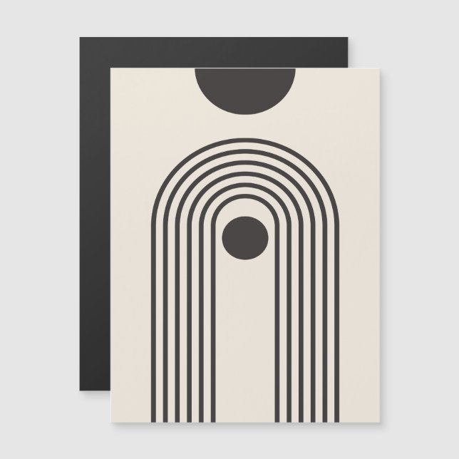 Regnbåge och sol, Boho Abstrakt Geometrisk Konst Magnetisk Inbjudningskort (Fram/baksida)
