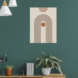 Regnbåge och sol, Boho Abstrakt Geometrisk Konst Poster