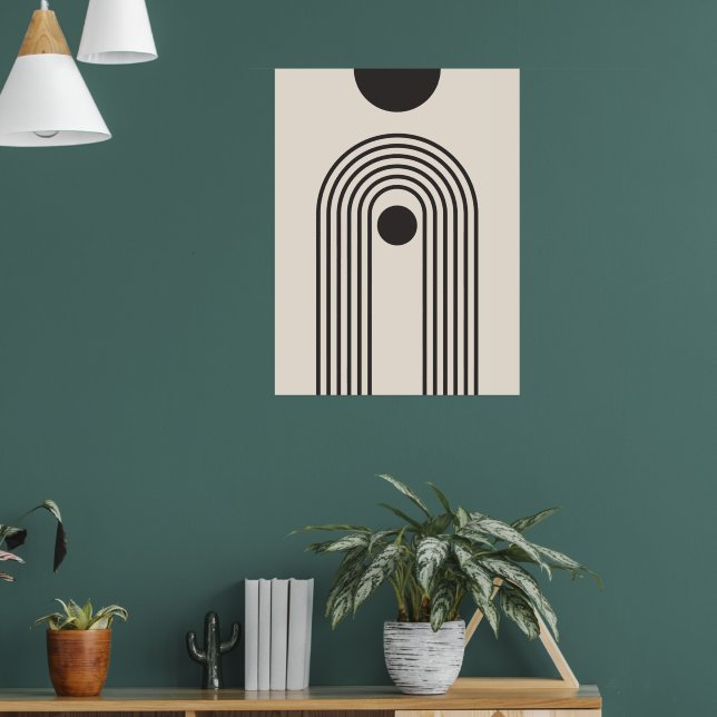 Regnbåge och sol, Boho Abstrakt Geometrisk Konst Poster (Vardagsrum 1)