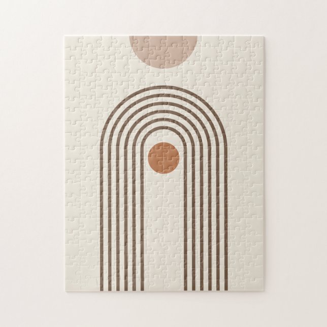 Regnbåge och sol, Boho Abstrakt Geometrisk Konst Pussel (Vertikal)
