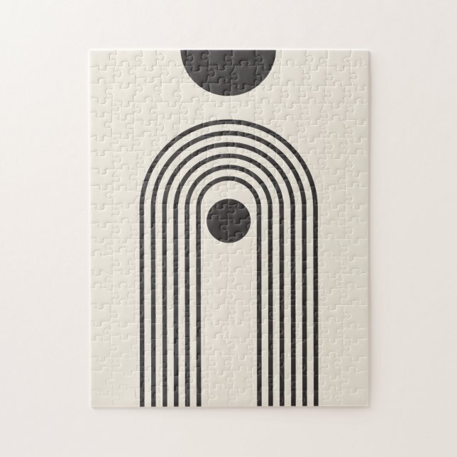 Regnbåge och sol, Boho Abstrakt Geometrisk Konst Pussel (Vertikal)