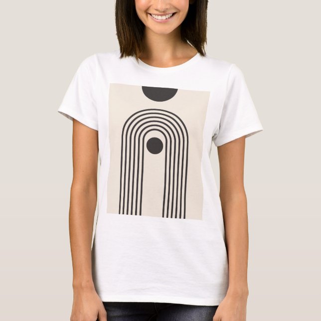 Regnbåge och sol, Boho Abstrakt Geometrisk Konst T Shirt (Framsida)