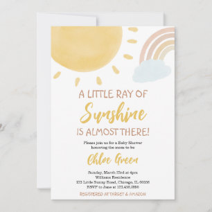 Regnbåge och solsken Baby Shower-inbjudan Inbjudningar