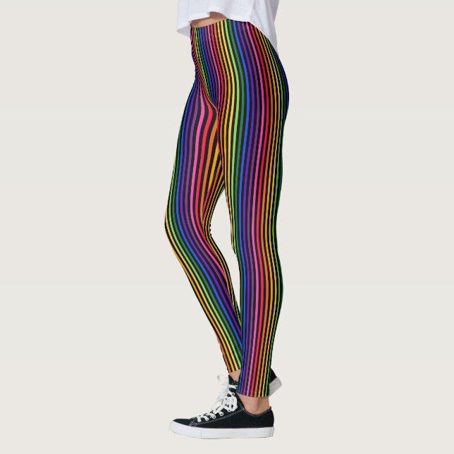 Regnbåge och svart rand leggings (Vänster)