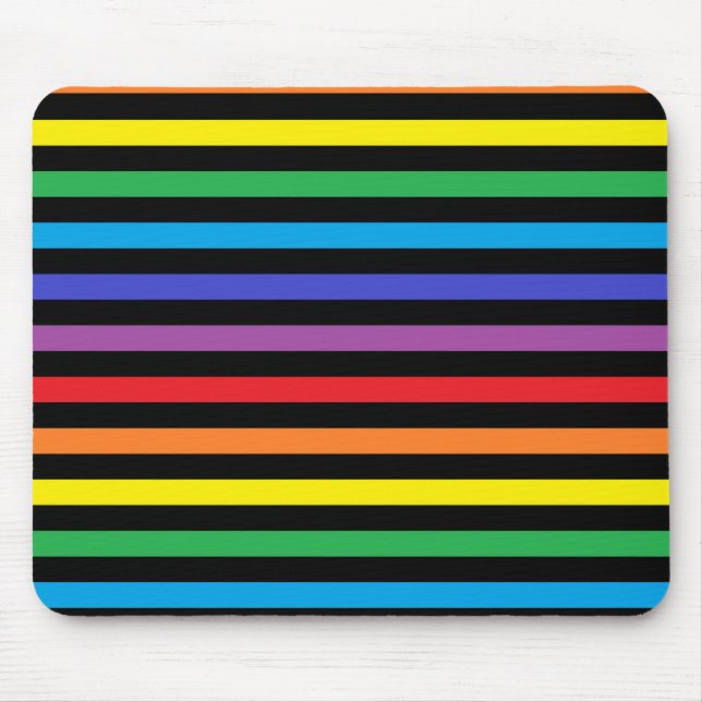 Regnbåge- och svartrandar Mousepad Musmatta (Framsidan)