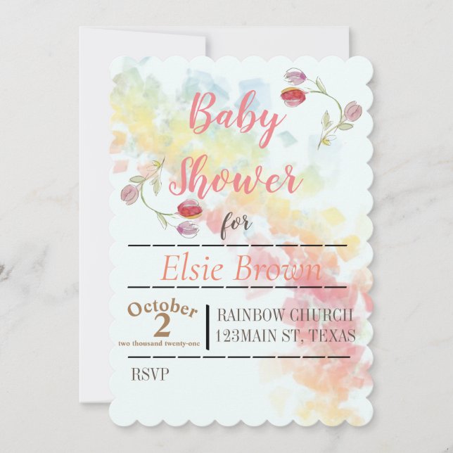 Regnbåge och tupplar med övertoning spara datumet (Framsida)